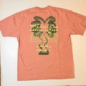 Midnight Organic Yes Lord Palm Tree T-Shirt Mens L Pink Cotton Larry June  Tee